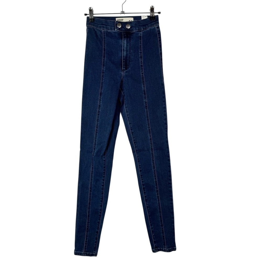 Garage Dark Blue Front Exposed Seam Skinny Jeans 00‎
